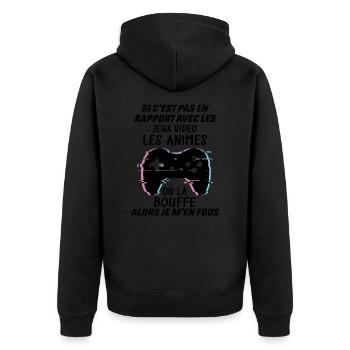 Si C'est Pas En Rapport Avec Les Mangas Jeux Vidéo - Veste à capuche bio Premium Unisexe - noir - Dos - Nico (187cm)