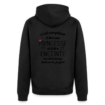 Compliqué d'être une princesse et d'être enceinte - Veste à capuche bio Premium Unisexe - noir - Dos - Nico (187cm)