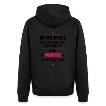 Mon nom parfait est mamie, Cadeau Grand-mère - Veste à capuche bio Premium Unisexe - noir - Dos - Nico (187cm)