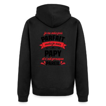 Je suis un super papy et c'est presque pareil - Veste à capuche bio Premium Unisexe - noir - Dos - Nico (187cm)