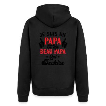 Je suis un papa et un beau papa qui déchire - Veste à capuche bio Premium Unisexe - noir - Dos - Nico (187cm)