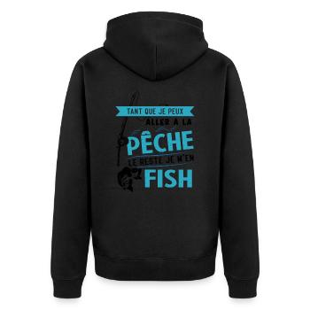 Si je peux aller à la pêche le reste je m'en fish - Veste à capuche bio Premium Unisexe - noir - Dos - Nico (187cm)