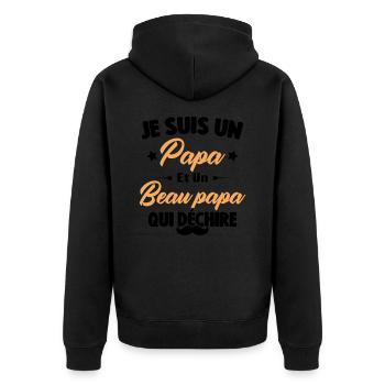 je suis un papa et beau-papa qui déchire - Veste à capuche bio Premium Unisexe - noir - Dos - Nico (187cm)