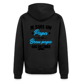 je suis un papa et beau-papa qui déchire - Veste à capuche bio Premium Unisexe - noir - Dos - Nico (187cm)