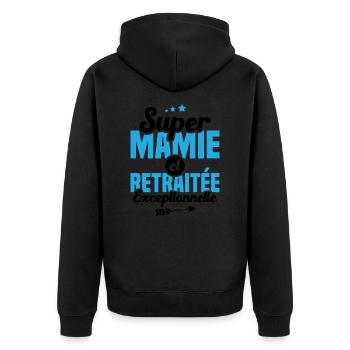 Super mamie et retraitée exceptionnelle - Veste à capuche bio Premium Unisexe - noir - Dos - Nico (187cm)