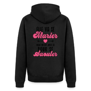 Elle va se marier - Veste à capuche bio Premium Unisexe - noir - Dos - Nico (187cm)