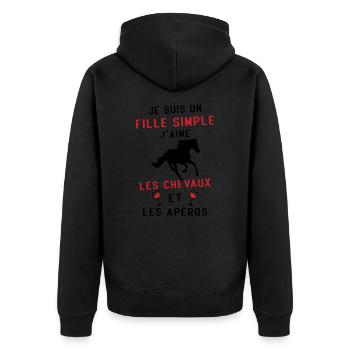 Je suis un fille j'aime les chevaux et les apéros - Veste à capuche bio Premium Unisexe - noir - Dos - Nico (187cm)