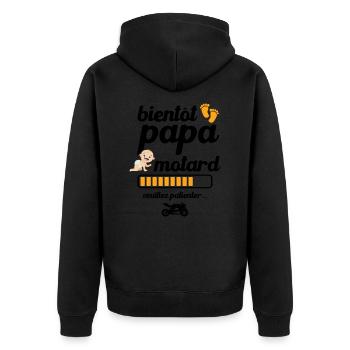 Bientôt papa motard - Veste à capuche bio Premium Unisexe - noir - Dos - Nico (187cm)
