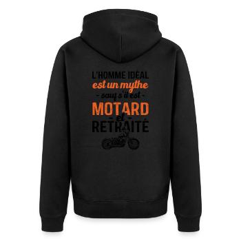 Motard Et Retraité Moto Cadeau Homme Humour Motard - Veste à capuche bio Premium Unisexe - noir - Dos - Nico (187cm)