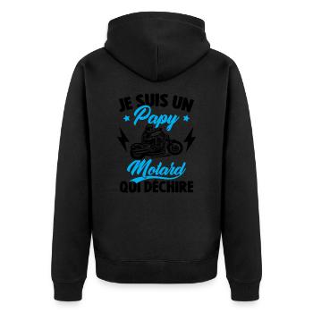 Je Suis Un Papy Motard Qui Déchire - Veste à capuche bio Premium Unisexe - noir - Dos - Nico (187cm)