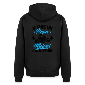 Je Suis Un Papa Motard Qui Déchire - Veste à capuche bio Premium Unisexe - noir - Dos - Nico (187cm)