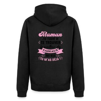 Maman j'ai essayé de te trouver Le meilleur cadeau - Veste à capuche bio Premium Unisexe - noir - Dos - Nico (187cm)