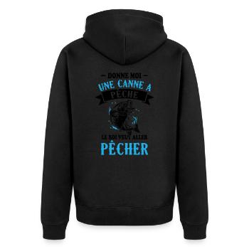 Le roi veut aller pêche / Cadeau pêcheur - Veste à capuche bio Premium Unisexe - noir - Dos - Nico (187cm)