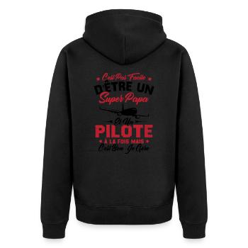 Un Super Papa Et Un Pilote - Veste à capuche bio Premium Unisexe - noir - Dos - Nico (187cm)