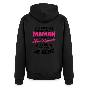 Compliqué d'être une maman et une Aide-soignante - Veste à capuche bio Premium Unisexe - noir - Dos - Nico (187cm)