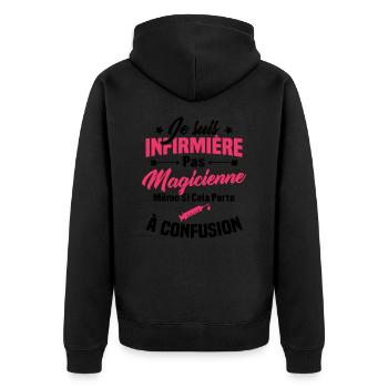 Humour Cadeau Je suis infirmière pas magicienne - Veste à capuche bio Premium Unisexe - noir - Dos - Nico (187cm)