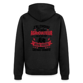 Agriculteur et Beau-gosse - Veste à capuche bio Premium Unisexe - noir - Dos - Nico (187cm)
