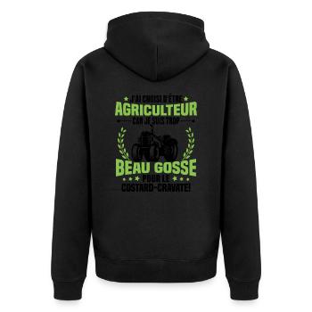 Agriculteur et Beau-gosse - Veste à capuche bio Premium Unisexe - noir - Dos - Nico (187cm)