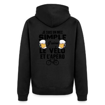 Je Suis Un Mec Simple J'aime Le Vélo Et L'apéro - Veste à capuche bio Premium Unisexe - noir - Dos - Nico (187cm)