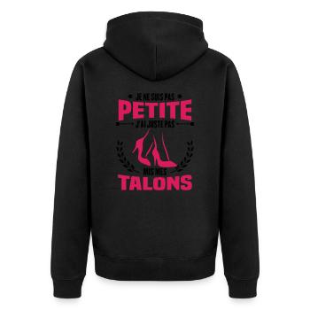Je ne suis pas petite, Cadeau humour femme - Veste à capuche bio Premium Unisexe - noir - Dos - Nico (187cm)