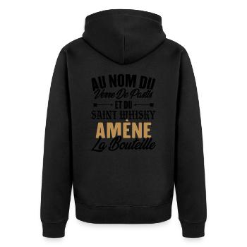 Au nom du verre de pastis et du saint whisky amène - Veste à capuche bio Premium Unisexe - noir - Dos - Nico (187cm)
