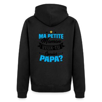 Ma Petite Maman Veux Tu Épouser Papa ? - Veste à capuche bio Premium Unisexe - noir - Dos - Nico (187cm)