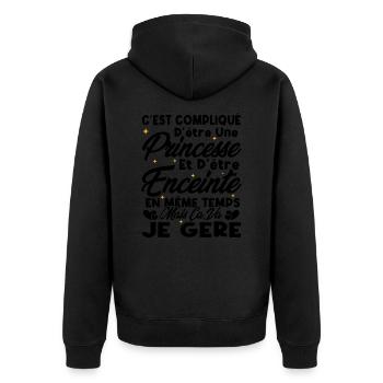 C'est compliqué d'être une princesse et enceinte - Veste à capuche bio Premium Unisexe - noir - Dos - Nico (187cm)