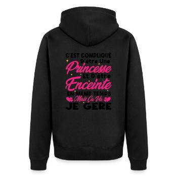 C'est compliqué d'être une princesse et enceinte - Veste à capuche bio Premium Unisexe - noir - Dos - Nico (187cm)