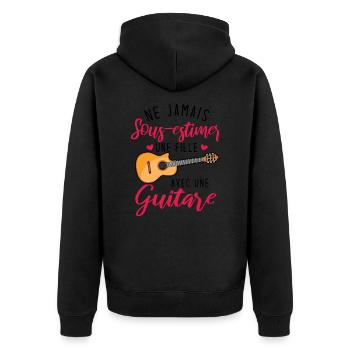 Ne jamais sous estimer une fille avec une guitare - Veste à capuche bio Premium Unisexe - noir - Dos - Nico (187cm)