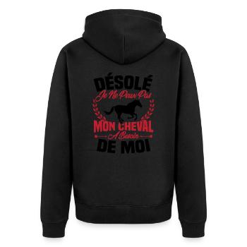 Désolé je ne peux pas mon cheval a besoin de moi - Veste à capuche bio Premium Unisexe - noir - Dos - Nico (187cm)