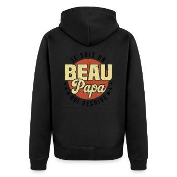 Je suis beau papa qui déchire / Cadeau beau papa - Veste à capuche bio Premium Unisexe - noir - Dos - Nico (187cm)