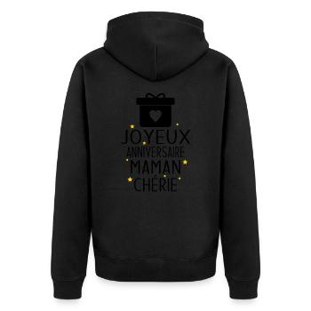 Cadeau Joyeux Anniversaire Maman Chérie - Veste à capuche bio Premium Unisexe - noir - Dos - Nico (187cm)