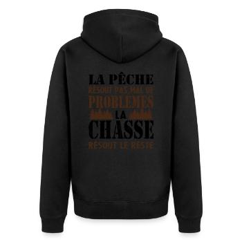 La Pêche résout pas mal de problémes Humour cadeau - Veste à capuche bio Premium Unisexe - noir - Dos - Nico (187cm)