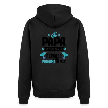 Si papa ne peut pas le réparer, personne ne peut - Veste à capuche bio Premium Unisexe - noir - Dos - Nico (187cm)