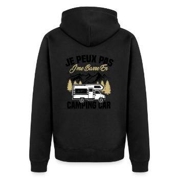 Je peux pas je me barre en camping-car - Veste à capuche bio Premium Unisexe - noir - Dos - Nico (187cm)