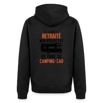Je suis retraité je fais du camping-car - Veste à capuche bio Premium Unisexe - noir - Dos - Nico (187cm)