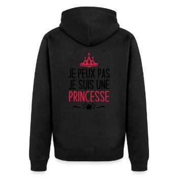 je peux pas je suis une princesse - Veste à capuche bio Premium Unisexe - noir - Dos - Nico (187cm)