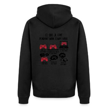 Ce que je fais pendant mon temps libre Jeux video - Veste à capuche bio Premium Unisexe - noir - Dos - Nico (187cm)