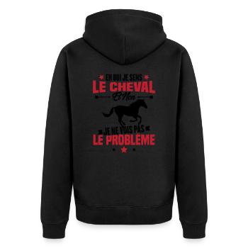 Je sens le cheval et non je ne vois le problème - Veste à capuche bio Premium Unisexe - noir - Dos - Nico (187cm)