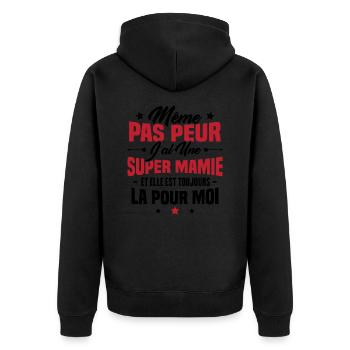 J'ai une Mamie et elle est toujours la pour moi - Veste à capuche bio Premium Unisexe - noir - Dos - Nico (187cm)