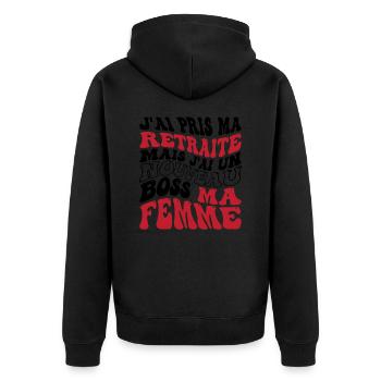 Je suis retraite mais j'ai nouveau boss ma femme - Veste à capuche bio Premium Unisexe - noir - Dos - Nico (187cm)