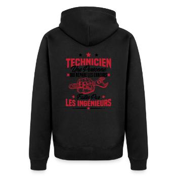 Technicien une personne qui répare les erreurs - Veste à capuche bio Premium Unisexe - noir - Dos - Nico (187cm)