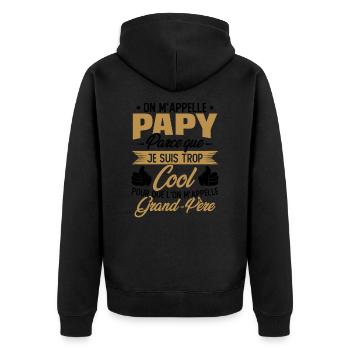 On M'appelle Papy Parce Que Je Suis Trop Cool - Veste à capuche bio Premium Unisexe - noir - Dos - Nico (187cm)