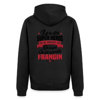 Super héros on les appelle frangin cadeau - Veste à capuche bio Premium Unisexe - noir - Dos - Nico (187cm)