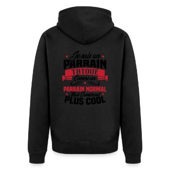 J'ai un parrain tatoué comme un parrain normal - Veste à capuche bio Premium Unisexe - noir - Dos - Nico (187cm)