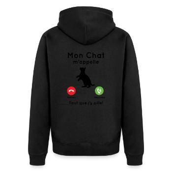 Mon chat m'appelle - Veste à capuche bio Premium Unisexe - noir - Dos - Nico (187cm)