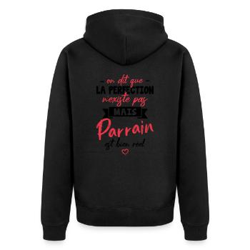 on dit que la perfection n'existe pas mais parrain - Veste à capuche bio Premium Unisexe - noir - Dos - Nico (187cm)