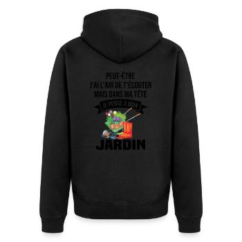Dans ma tête je pense a mon jardin - Veste à capuche bio Premium Unisexe - noir - Dos - Nico (187cm)