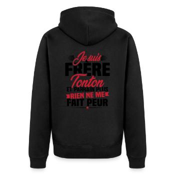 Je suis frere tonton et Parrain - Veste à capuche bio Premium Unisexe - noir - Dos - Nico (187cm)