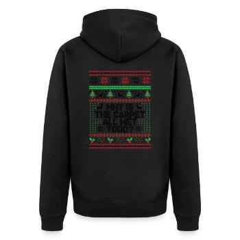 Warum ist der Teppich ganz nass Todd? - Unisex Premium Bio Zip Hoodie - Schwarz - Hinten - Nico (187cm)
